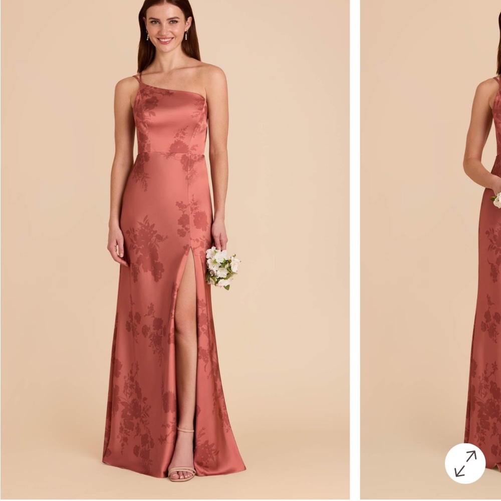 Birdy Grey One-Shoulder Floral Dress in Rust